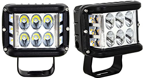 Willpower LED-Arbeitsleuchte, 10,2 cm, 60 W, zweifarbig, 3 Seiten, 12 V, 24 V, Fahrlicht, Lampe für Auto, Offroad, Boot, LKW, Geländefahrzeug, Traktor, Bagger, 3000 K, 6000 K, weißer Bernstein, 2