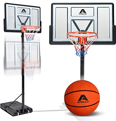 Apollo Basketballkorb mit Ständer, Rollen | verstellbare Korbhöhe 230 bis 305 cm | Basketballkorb Outdoor komplett | Basketballkorb Kinder | Basketball Korb für Erwachsene