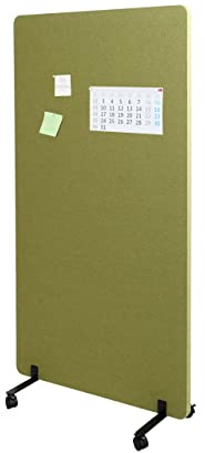 Mendler Akustik-Trennwand HWC-G77 Stoff/Textil - 147x80cm grün | Büro-Sichtschutz, Raumteiler, Pinnwand, doppelwandig rollbar