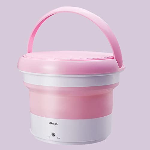 Samnuerly Foldable Portable Washing Machine Motor Electric Compact Small Laundry Machines for Home Travel Camping,pink (Pink)