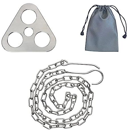 Pamtns Treppiede da Campeggio per Cucina Attrezzatura per Grill Treppiede in Acciaio Inossidabile Piastra di Supporto per Treppiedi da Campeggio con Catena Regolabile Attrezzatura Campeggio