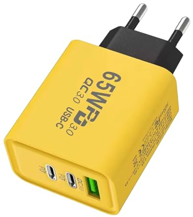 higyee Prise Adaptateur USB - Adaptateur De Charge Rapide | Adaptateur De Charge pour Téléphone Portable 65 W avec 3 Ports | Chargeur Mural USB Bloc De Chargeur pour La Maison, 100-240V