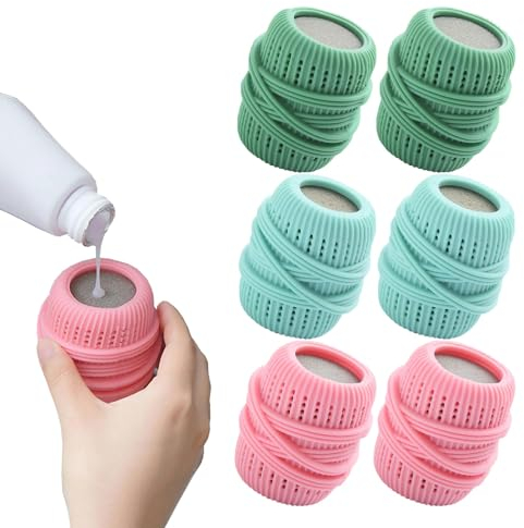 Bimhayuu Ball Dispenser for Fabric Softener Washer Liquid Dispenser Ball for Reusable Dryer Balls Washing Machine Laundry Refillable Washing Sponge Household Substitute (6 PCS Multicolour)
