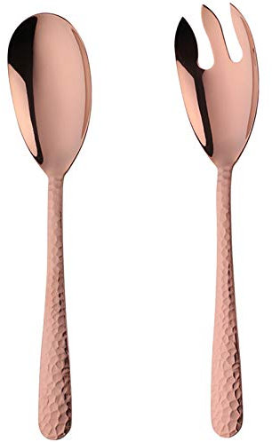 Eighosee Big Salad Serving Spoon Fork Set Mix Spoons Hot Pot Porridge Tool Public Restaurant Serving Using Buffet Utensil- Gold