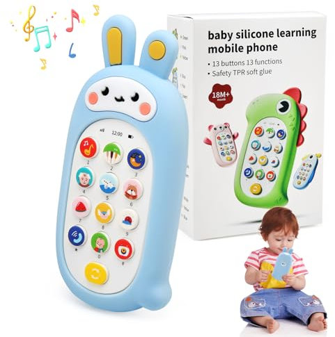 LEADSTAR Baby Handy Musikspielzeug ab 1 Jahr, Kindertelefon mit Musiklichten, Sound und Verschiedenen Melodien Funktion, Baby Handy Spielzeug Geschenk ab 18-36 Monate