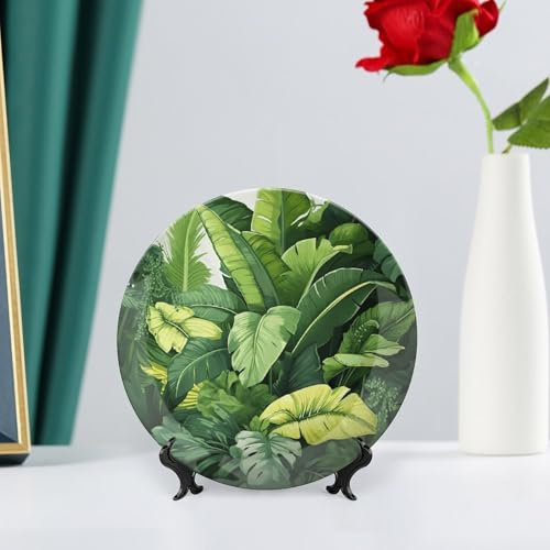Assiette décorative en porcelaine anglaise avec motif de feuilles de bananier, assiette décorative ronde en porcelaine pour maison, salle d'étude, hôtel, décoration murale