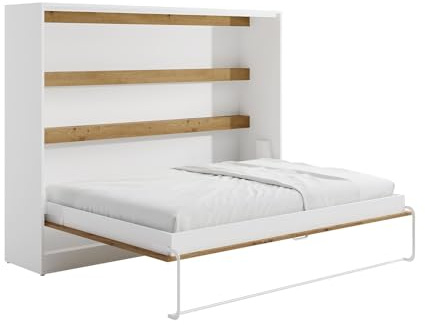 Vente-unique - Letto estraibile 140 x 200 cm Apertura orizzontale manuale Con LED Bianco e le - RAPILI