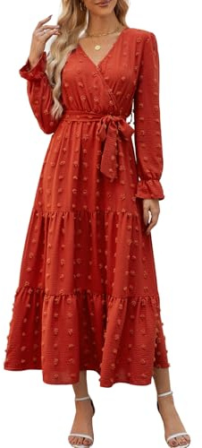 Wantonfy Vestidos Mujer Casual Vestidos Casuales Largo A-Line Casual Túnica Vestidos de Otoño Invierno