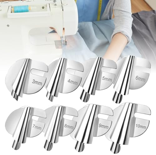 OWLMATE 8 Stück Nähmaschinen Zubehör, Nähen Zubehör, Sewing Accessories für Zuhause, Magnetische Nahtführung (3-10mm Rollsaumfuß)