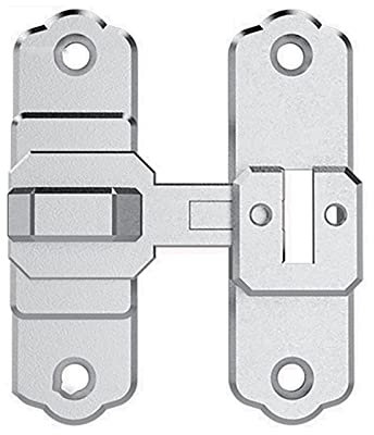 Türschnalle aus Edelstahl, 90 ° Tor-Klappriegel, robustes schwarzes Doppeltor-Verriegelungsschloss for Scheunentor, Zaun, Kabine(Silver Short)