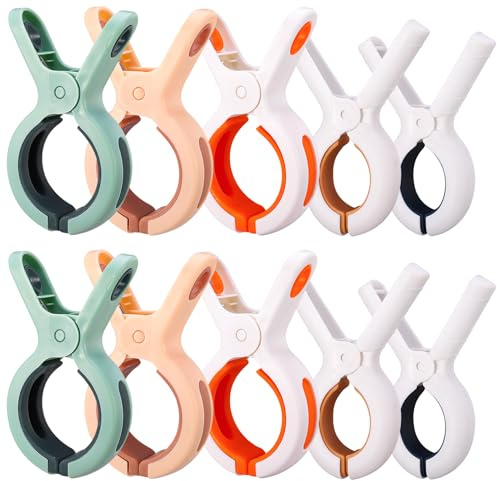 Xialvyu 10 Stück Handtuchklammern 2 Stile Dauerhaft Handtuch klammern Wäscheklammern Groß für Sonnenliegen,Badetuch,Bettwäsche,Dicke Kleidung