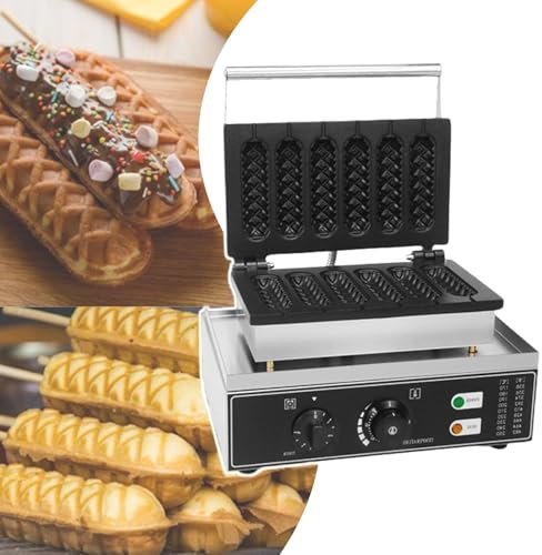 HCAUYNN Commercial Hot Makers,Non Stick Waffle Corn Dog Maker Machine,Double-Sided Constant Temperature Heating,For Breakfast Shops,220V