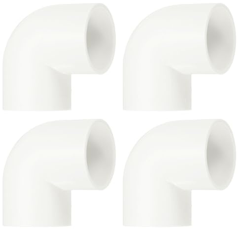 sourcing map 40 mm 90-Grad-Winkel, 4 Stück, PVC-Rohrverschraubungen, 2-Wege-rechtwinkliger Winkelstück, Seitenauslassadapter, Kupplung, PVC-Fittingverbinder für Heimwerker, Möbel, Weiß