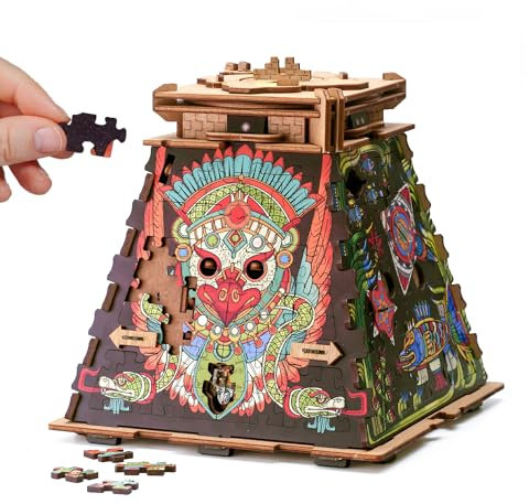 iDventure Cluepuzzle Sonnenpyramid - Escape Room Spiel mit Jigsaw Puzzle - 3D Holzpuzzle - Geschenkbox - Schatztruhe - Sequenzielle Puzzles Rätselbox Erwachsene - Geldgeschenk - Geschenk