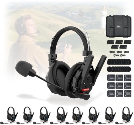 SYNCO XTALK XMax9 Cuffia Intercom Wireless per Cinema e Team (9PCS) | 500m/1640ft, 2.4GHz Full-Duplex, AEC Cancellazione Rumore, Monitor 3.5mm, Batteria 24H, per Riprese, Interviste, Magazzino