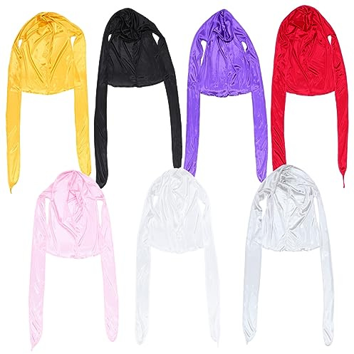 FRCOLOR 7stücke Seidiger Durag Mit Langem Und Breitem Riemen Für Frauen Und Männer Seidig Atmungsaktiv Leicht Und Angenehm Zu Tragen