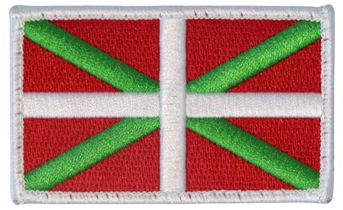 Baskisk lapp 8 x 5 cm – fransk region märke – krok och ögla tillbaka eller sy på – för att fästa på väskan, jacka, påse – Brittany, Korsika, Normandie, Occitanie, katalanska