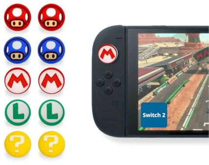 MME Tapas de Joystick compatibles con Nintendo Switch 2, Agarre Switch 2, Tapas para Pulgar para Nintendo Switch 2, Accesorios Joy con Switch 2 (Mario y Luigi)