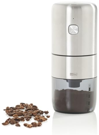 AdHoc i.Mill Electric Coffee Grinder, Rechargeable, Adjustable Ceramic and Stainless Steel Mechanism, Easy One-Hand Operation, Self Clean Technology, Mess Free Coffee Container