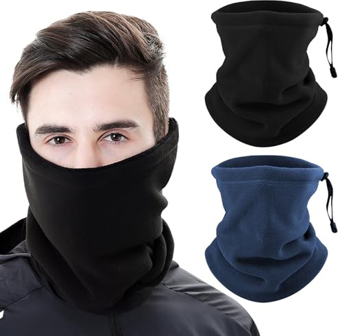 Risipu 2 Stücke Schlauchschal Herren Damen, Winter Fleece Multifunktionstuch Verstellbar Warmer Loop Schal für Outdoor Skifahren Motorrad Radfahren Joggen Radfahren