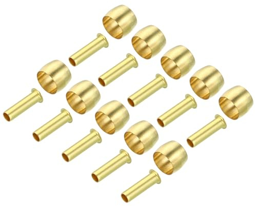 TA-VIGOR 6mm Tube OD Compression Sleeves and Ferrules, 20PCS Brass Compression Insert & Ferrule Fitting Assortment Kit for Oil Water Air Pipe
