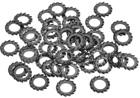 sourcing map 50 arandelas de bloqueo de dientes externas, arandelas de bloqueo dentadas de acero al carbono M8 para tornillos de equipo mecánico, color negro