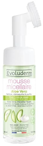 EVOLUDERM - Mousse Micellaire Aloe Vera - 150ml - 93% d'Ingrédients d'Origine Naturelle - Végan