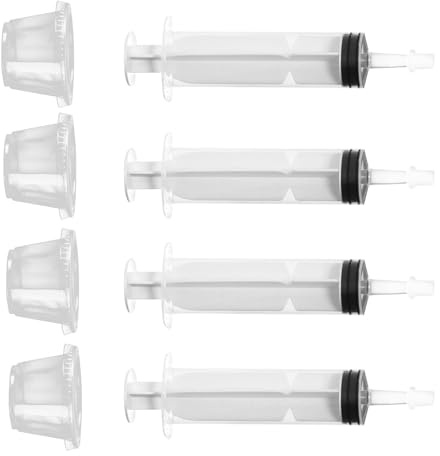 - Siringhe riutilizzabili da 60 ml con coperchio a punta, 4 iniettori per shot-party | Multifunzionale riutilizzabile Halloween regalo di Natale con 4 tazze per