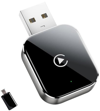 Adaptador Android Auto Inalámbrico y 2 en 1 Carplay para Coche | Conversor de Cable a Inalámbrico Plug & Play, Baja Latencia, Compatible con iPhone y Android, Modelo Mini Compacto