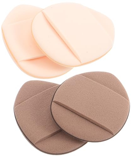 DECOMELODY Piumino da Cipria Mini Doppio Lato 4 Pezzi, Puff per Trucco Viso Triangolare, Cuscino Imbottito Portatile per Fondotinta Liquido e Correttore, Adatto a Tutti i Tipi di Pelle, Uso