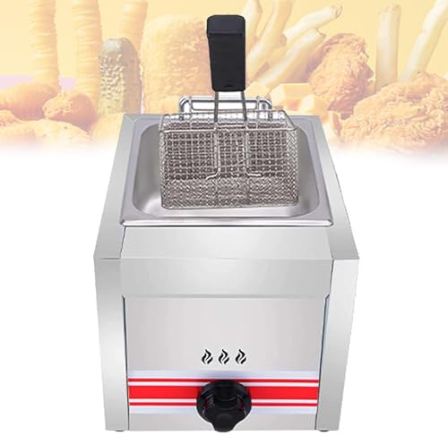 Pvxa Friggitrice A Gas da Banco per Uso Commerciale, Kit di Friggitrici Professionali con Controllo della Temperatura E Cestello Estraibile, per Patatine Fritte: Uso Domestico 10L