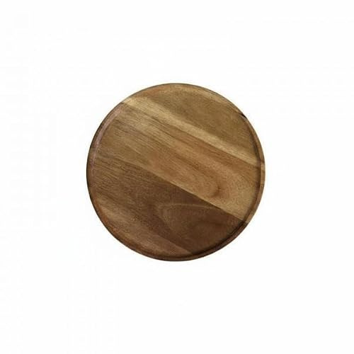 rockible 4 Piezas Bandeja Redonda Servir Plato Madera Bandeja Madera Fuente Redonda con Acacia Pulida y Bordes para Evitar Derrames Adecuada para, 4 Piezas