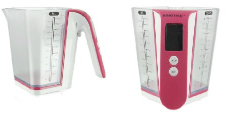 Kinghoff KH-6079 Balance de cuisine numérique avec verre doseur 2KG 1L (Rose)