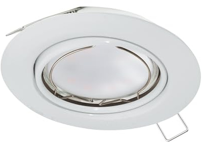 Eglo Faretto da incasso Peneto, spot in acciaio bianco, lampada da incasso con portalampada GU10, lampadina LED inclusa, faretto piatto orientabile, Ø 8,7 cm