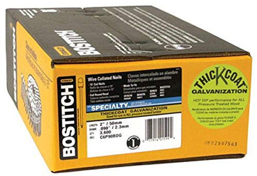 Bostitch C6P90BDG Thickcoat Round Head 2-Inch by .090-Inch 15 Degree Coil Framing Nail (3,600 per Box)