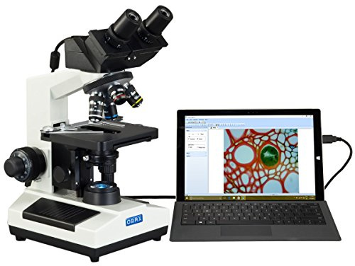 OMAX - MD827S30L Microscope binoculaire numérique à lumière LED avec caméra 3 MP intégrée 40X-2000X avec condensateur NA1.25 à Immersion d'huile mécanique Double Couche