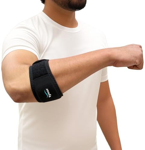 TYNOR Supporto per gomito del tennista sollievo dal dolore, con cuscinetto di compressione, fascia per gomito, braccio, per sollevamento pesi, tendinite, avambraccio, cinghie medie, 1 unità