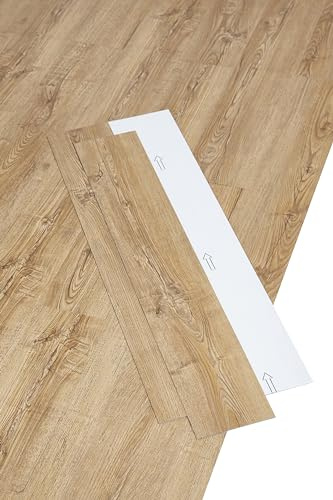 misento PVC Bodenbelag selbstklebend, Klebefliesen - Eicheoptik Natur | 32 Dielen, 4,46 m², Vinylboden, wasserabweisend, Wohnräume, Küche & Flur, Fußbodenheizung geeignet, 1,5 mm Stärke