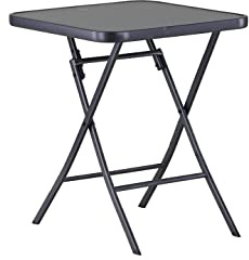 Mandalika Garden Klapptisch Garda Anthrazit, 60 x 60 cm | Sicherheitsarretierung, Riffleglas, Einfacher Klappmechanismus, Hochwertig