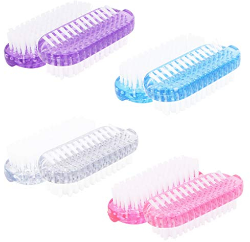 8 Pack Nail Brushes,Double Sided Nail Hand Scrubbing Cleaning Brush Colorful Plastic Two-Sided Brush for Men Women Manicure Supplies