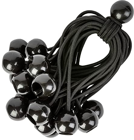 PRETEX Spanngummi mit Kugel - Set von 25 Stück x 15cm Gummispanner - Hochbelastbare Spanngummis Perfekt als Planenspanner oder Zeltspanner - Zeltgummi Expanderschlingen Schwarz