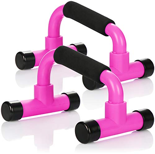 com-four® 2x Liegestützgriff - Griffe für Liegestütze gelenkschonend - Sport-Gerät Push up für Zuhause - Fitness-Zubehör (pink)
