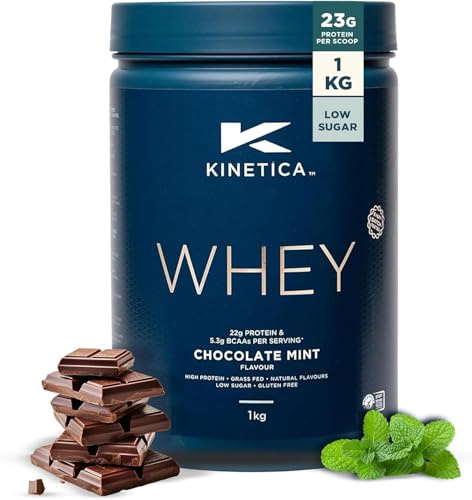Kinetica Sports Whey Protein Powder - Chocolate Mint, 1 Kg, 33 Servings | 23g Protein, 5.5g BCAA Amino Acid & 4.32g Glutamine | Recovery Shake for Optimum Nutrition | WADA & Informed Sport Approved