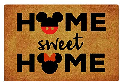 IFHUH Divertido felpudo para puerta delantera, diseño con texto en inglés Home Sweet Home para uso en exteriores e interiores, tapete de perfil bajo para entrada, 23.6 pulgadas de ancho x 15.7