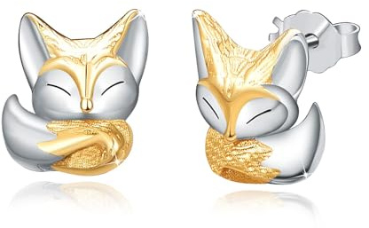 Fuchs Ohrringe Silber 925 Mädchen Ohrstecker Fuchs/Delfin/Elefant/Biene/Turtle/Katze/Frosch/Schmetterling/Flamingo Ohrstecker Kinder Tier Schmuck Geschenke für Kinder Mädchen Damen