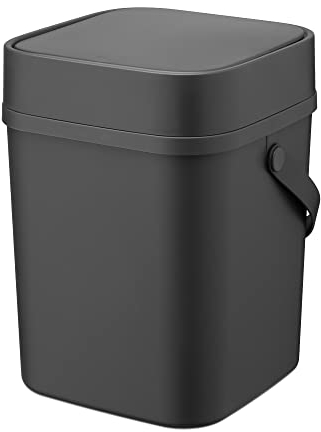 Navaris Pattumiera Spazzatura Cucina - Raccoglitore Porta Rifiuti Sottolavello 12L - Cestino Toilette - Bidone Immondizia Coperchio e Manico - Grigio