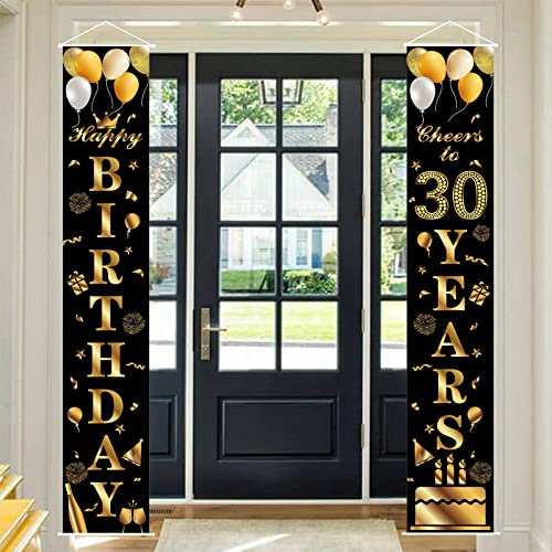 30.Geburtstagbanner Deko Männer Frauen,Schwarz Gold Banner Alles Gute zum 30.Geburtstag,30 Jahre Banner für 30 Geburtstags Party Dekorationen Zubehör,wesentliche für 30.Geburtstagsfeier Geschenke