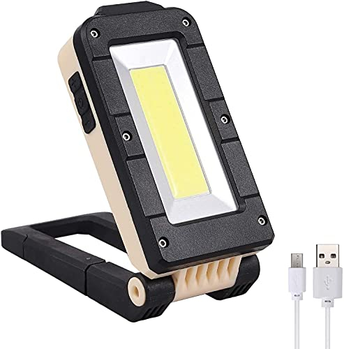 AUELEK COB LED Construction Spotlight, Battery Workshop Lamp, Work Light, Magnetic Hand Lamps, 4 Modes, USB Rechargeable for Power Outages, Tent, Camping, Emergen, White, red