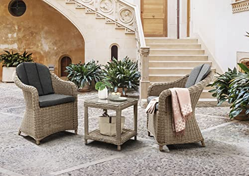 Destiny Balkonset Malaga Merano 2X Sessel + Tisch 46x46x50cm, Natur meliert