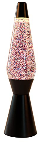 I-TOTAL® - Lampada Lava, effetto bolle, lava lamp colorata (Glitter Base Nera)